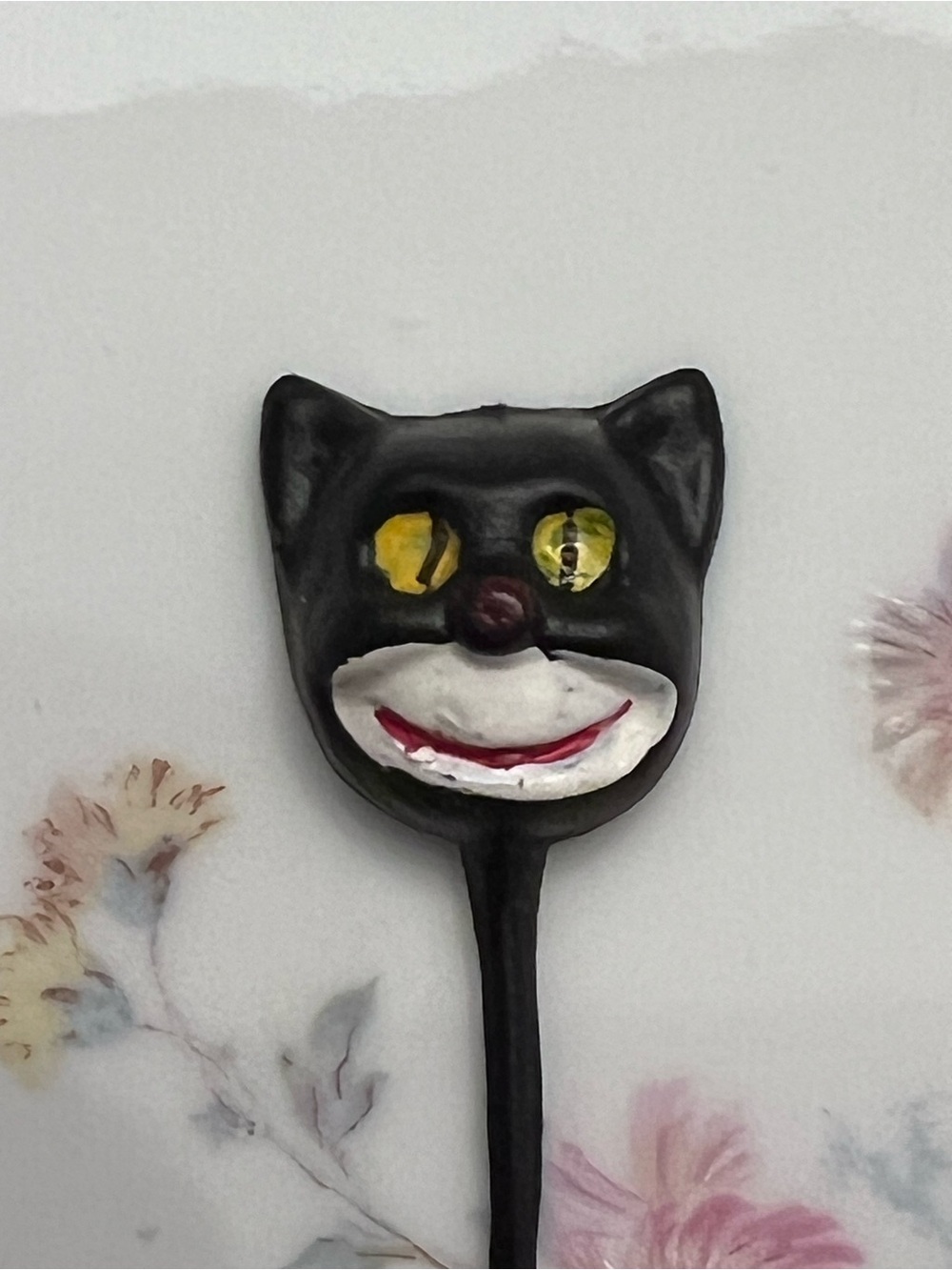 Vintage Halloween Black Spooky Cat Cupcake Cake Topper Pick 1950's Decoration